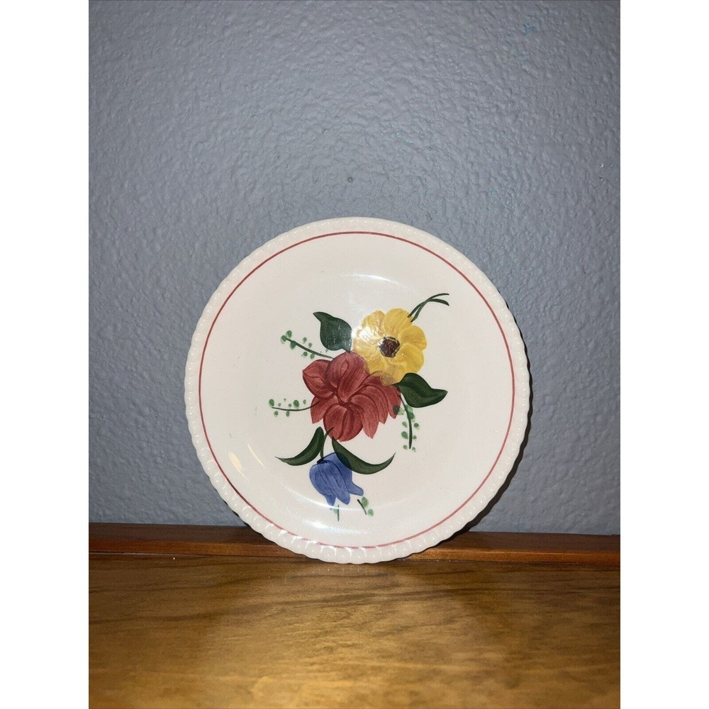 Blue Ridge‎ Pottery plate saucer 6" Candlewick Edge Bluebell Floral